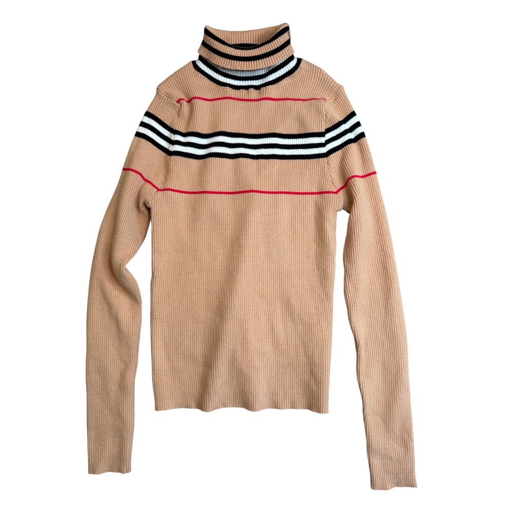 Designer Inspired Rib Knit Sweater Womens S Tan Preppy Old Money Quiet Luxury